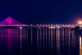 Night View of Bandra Worli Sea Link Bridge, Mumbai, India. This is a scenic constraction